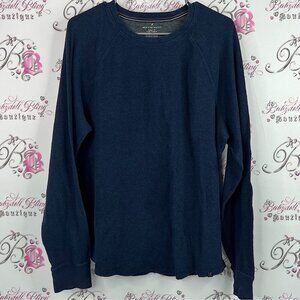 Denver Hayes long sleeve waffle knit thermal grey and Blue Modern Fit Shirt